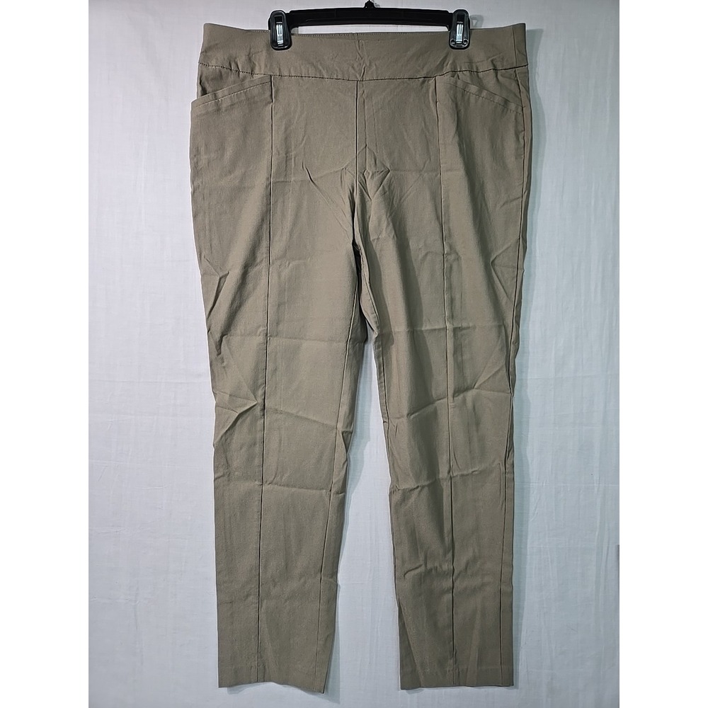 Chico's Women's So Slimming Tan Pull on Pants Size 3 (16/18 XL) Stretch Straight